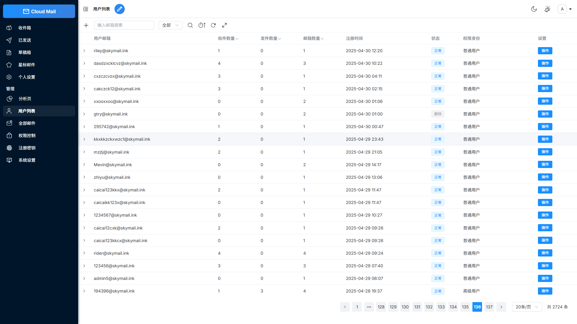 Mailbox control Pmail interface preview